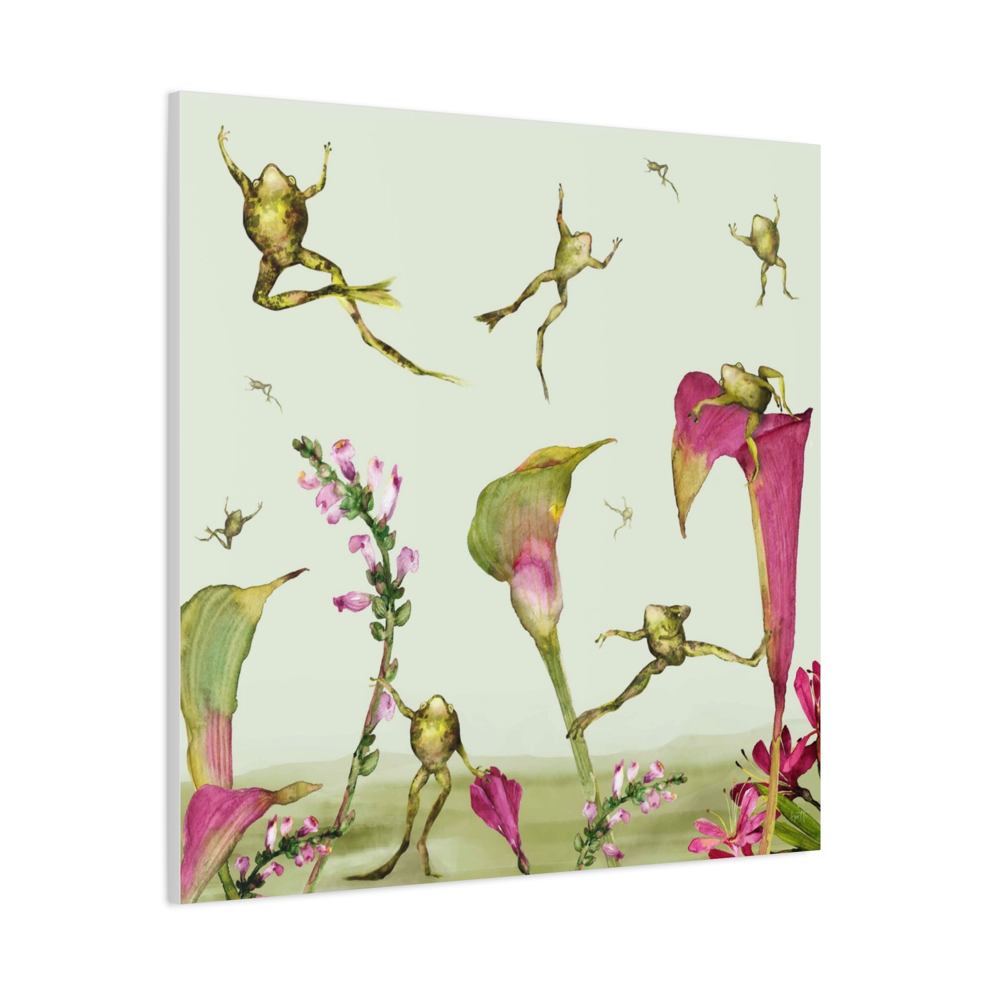 Frogs in Calla Lilies  - Available in 4 Sizes - Matte Canvas