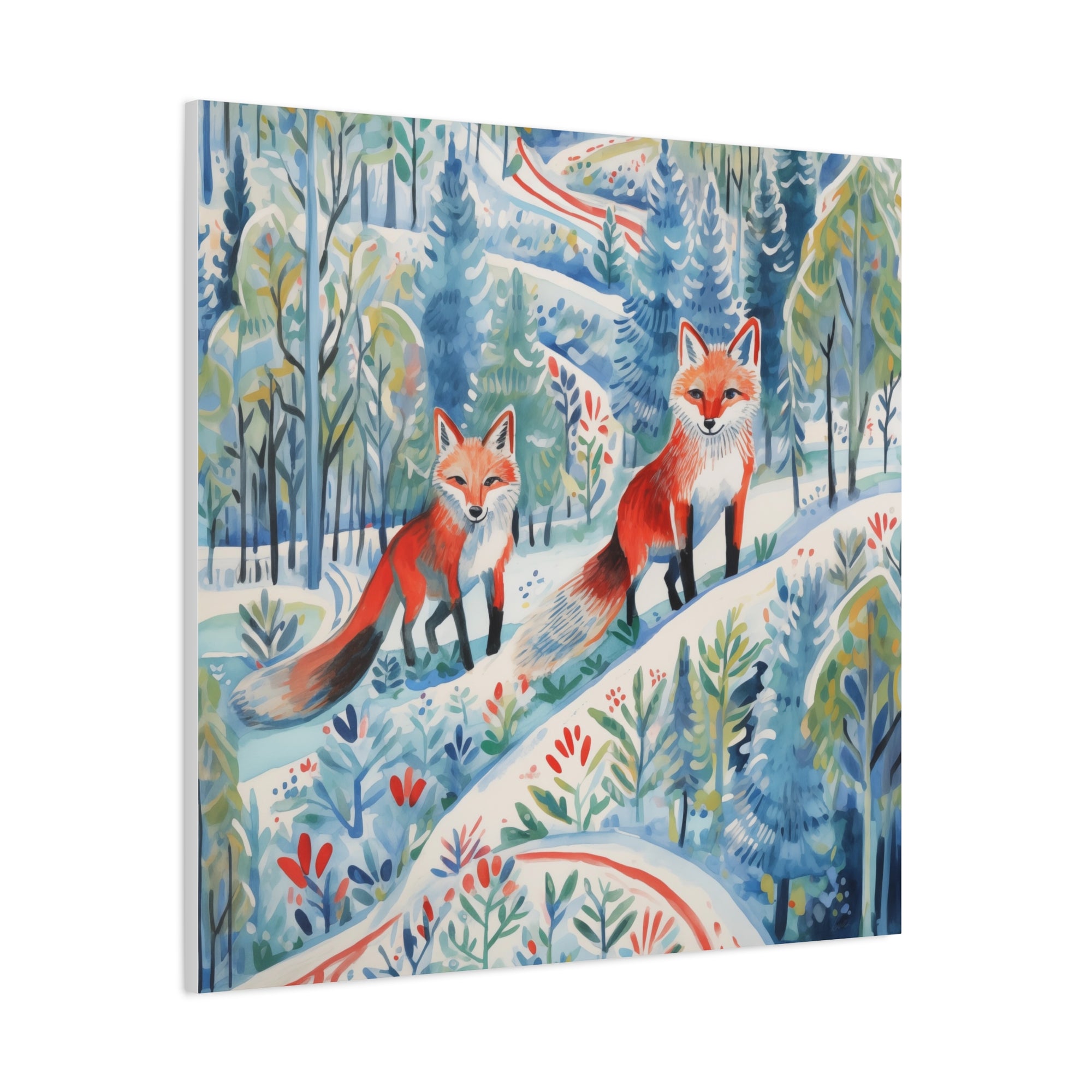 Foxes Snowy Sojourn - Available in 4 Sizes - Matte Canvas