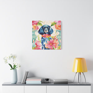 Royal King Charles Spaniel in Chinoiserie Garden - Available in 4 Sizes - Matte Canvas