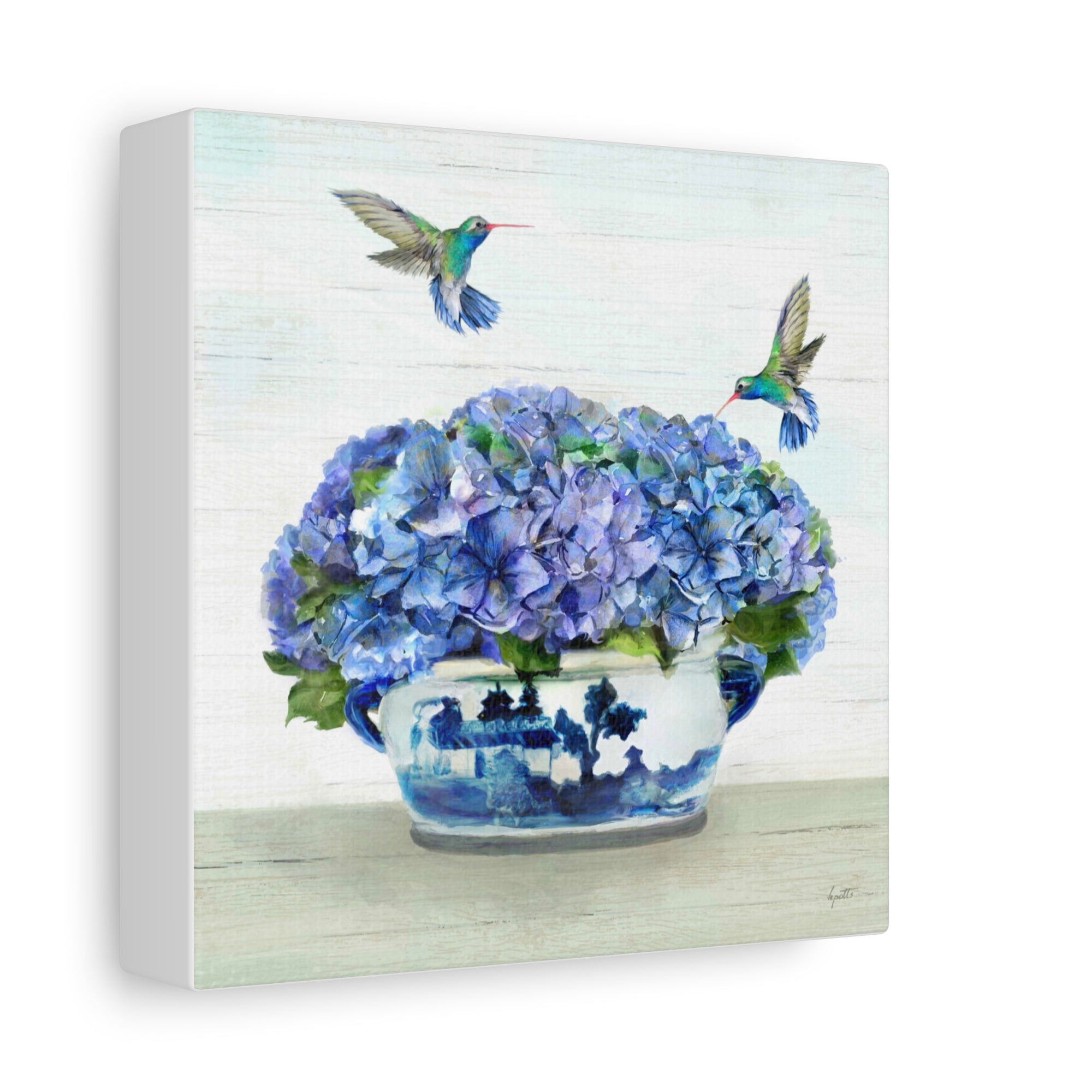 Hummingbirds in Hydrangea - Available in 4 Sizes - Matte Canvas