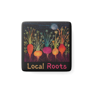 Local Roots - personalization option - Porcelain Magnet, Square, kitchen magnet, magnet for fridge, eclipse, wildflower, deer, Wildflower Waltz