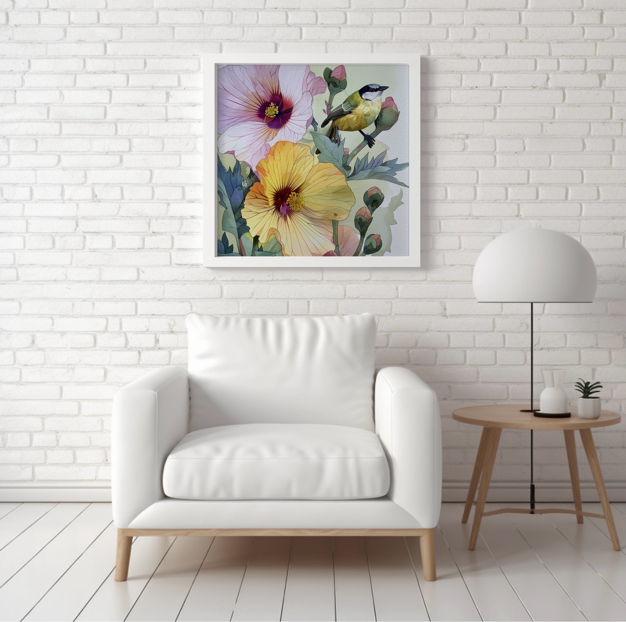 Great Tit in Hibiscus - Canvas Giclée Print