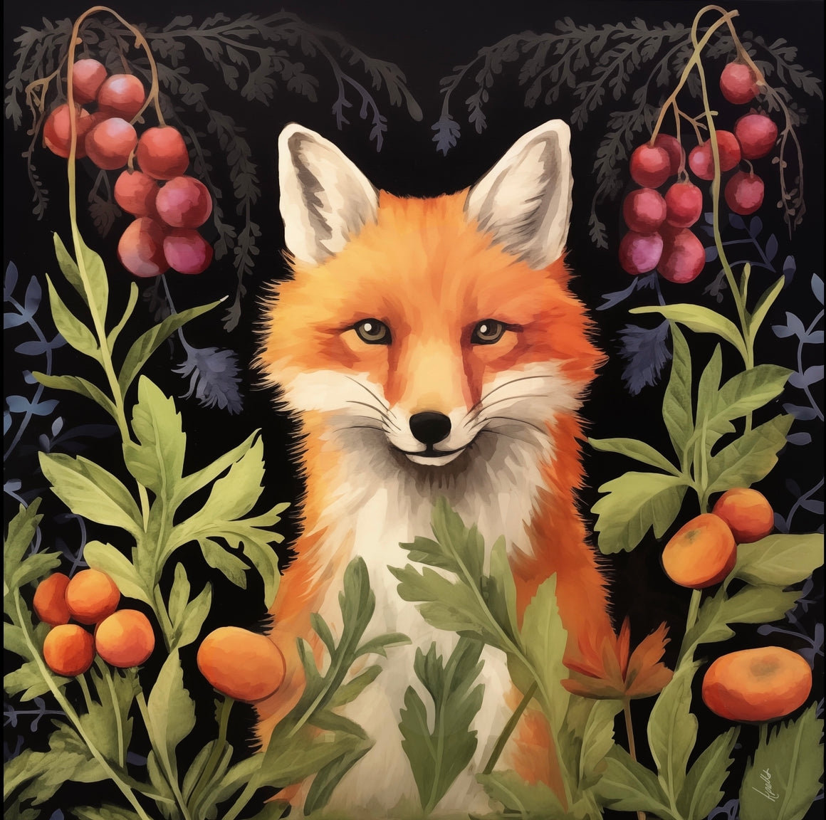 Food Forest Fox - Canvas Giclée Print