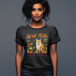 Foxy the Forager - Personalization option  Food Forest Fox - Unisex Jersey Short Sleeve Tee
