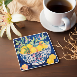 Ceramic Coaster - happiness is a bowlful of lemons