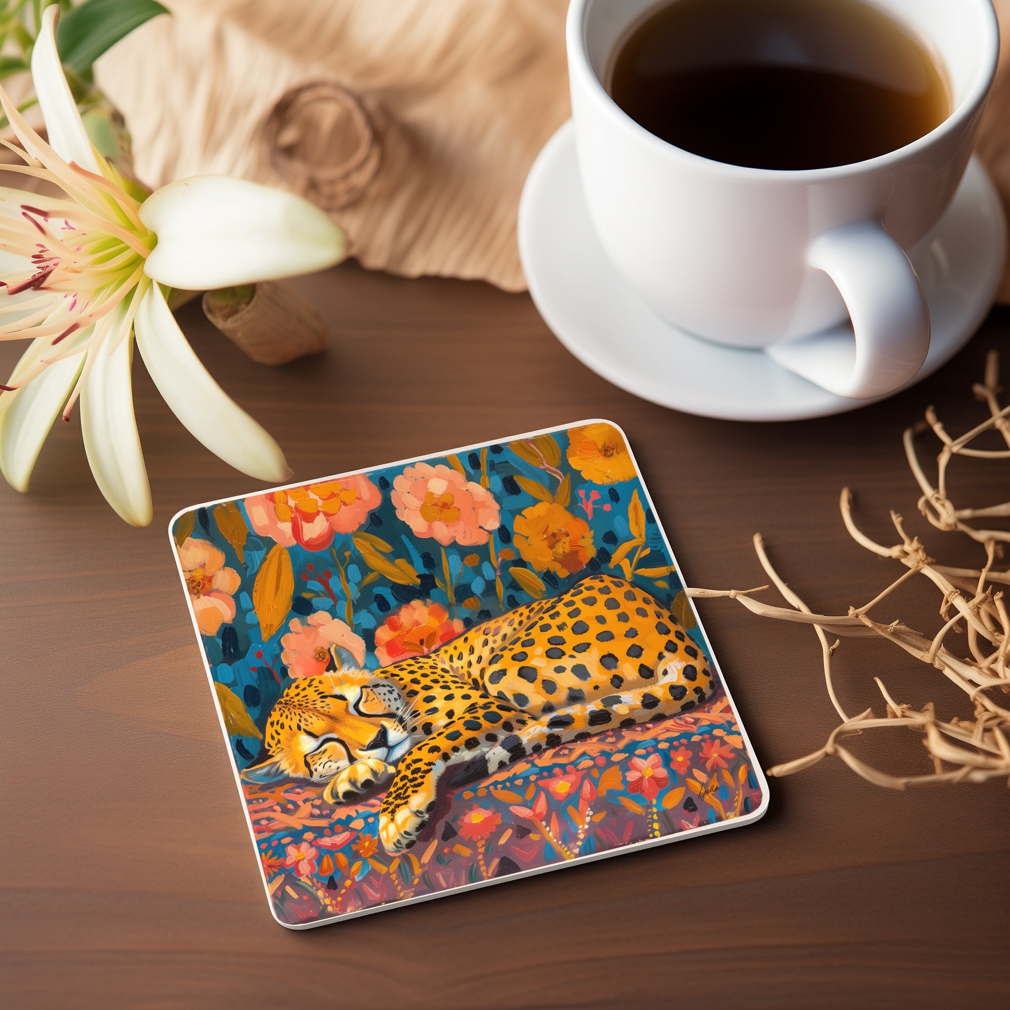 Ceramic Coaster - cheetah sweet dreams