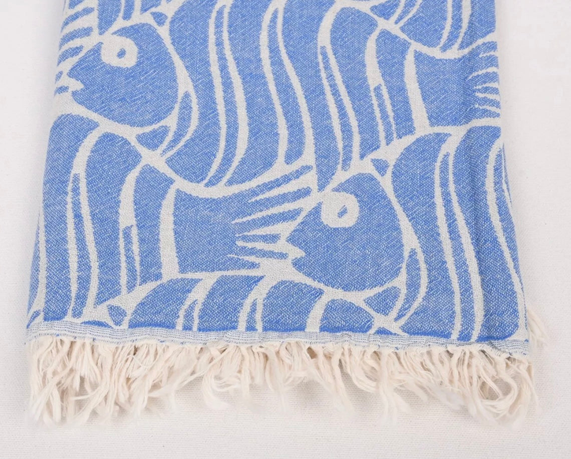 Turkish Bath Towel - Fish Pattern| Organic, Absorbent, Luxurious Feel