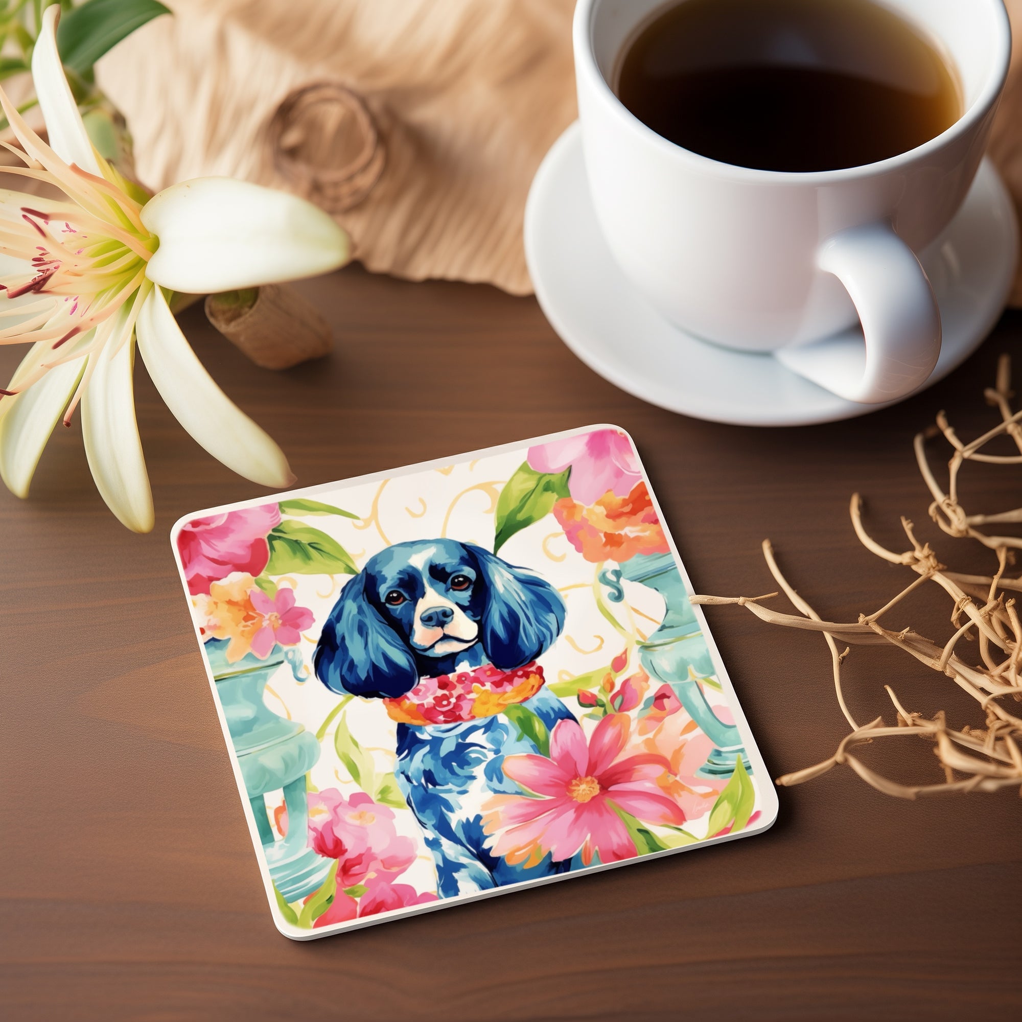 Ceramic Coaster - Royal King Charles in Chinoiserie Garden