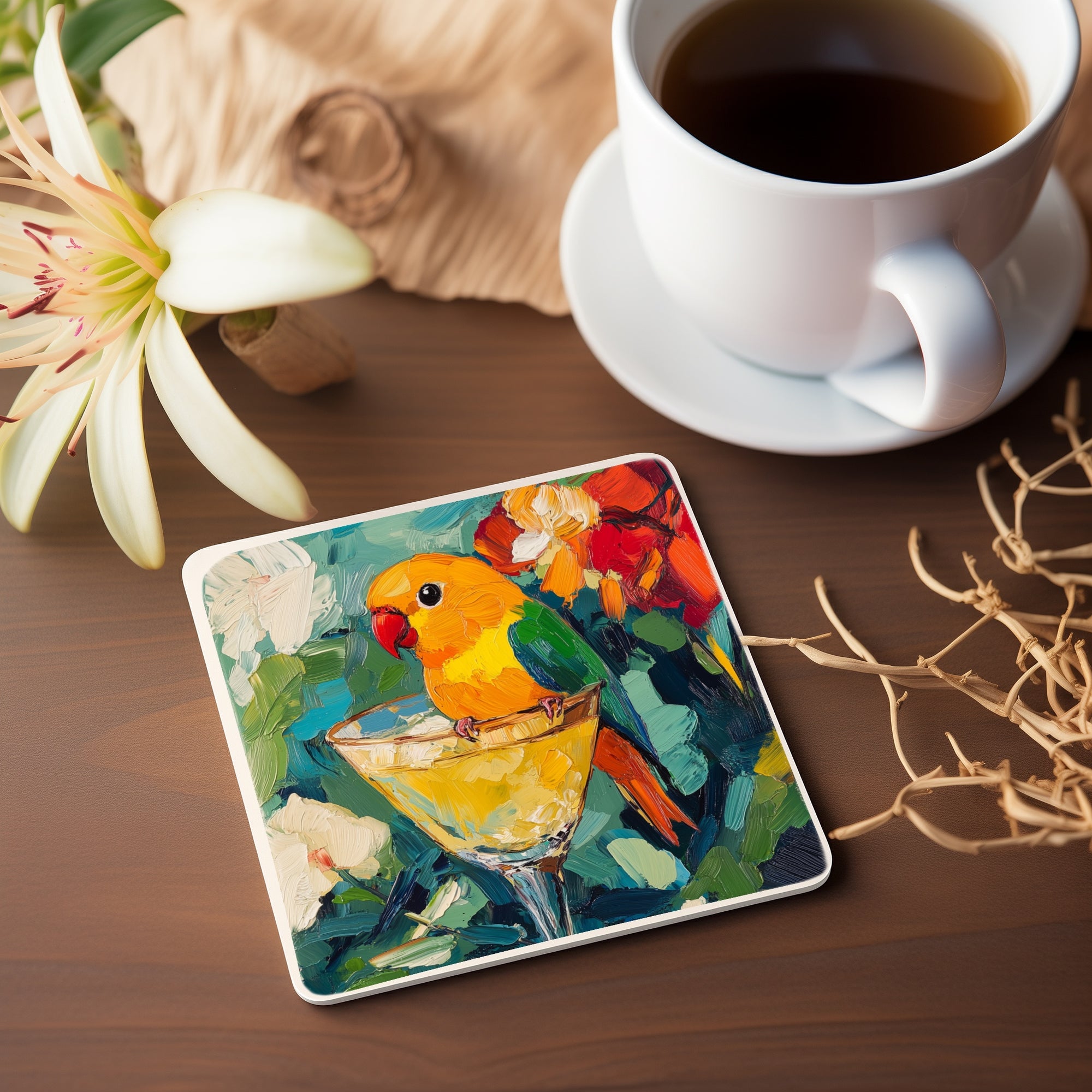 Ceramic Coaster - Lovebird Cocktail