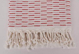 Organic Turkish Bath Towel, Red/White| Hand woven, absorbent and luxurious cotton with natural tassels