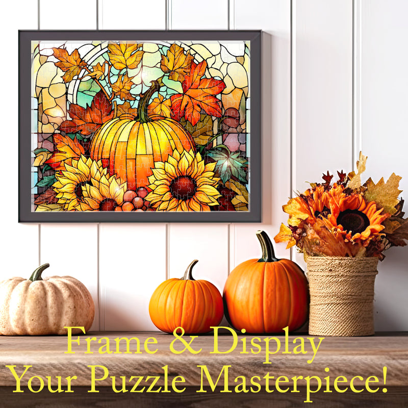 Stained Glass Pumpkin and Sunflower jigsaw puzzle
