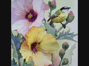 Great Tit in Hibiscus - Canvas Giclée Print