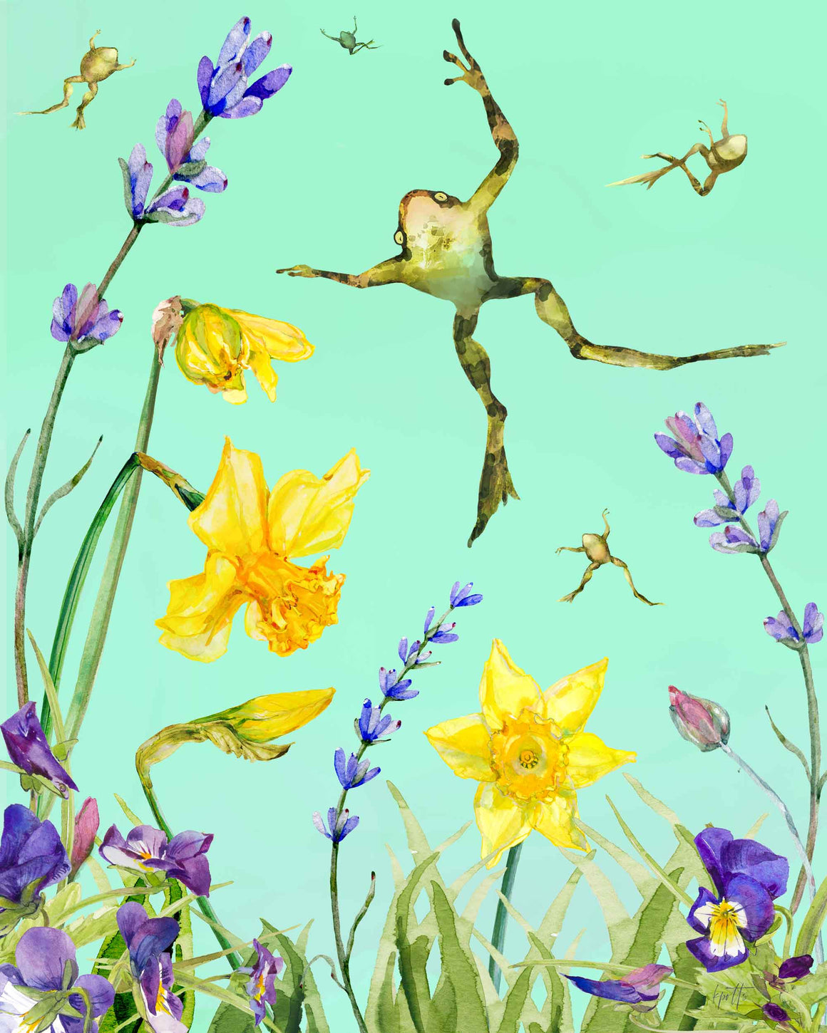Leapfrogs in Daffodils - Canvas Print