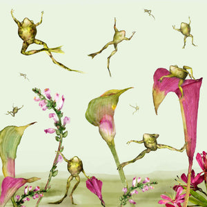 Leapfrogs in Calla Lilies - 14 x 14 Canvas Print