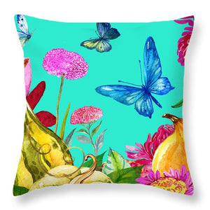 Butterflies and Gourds - Throw Pillow