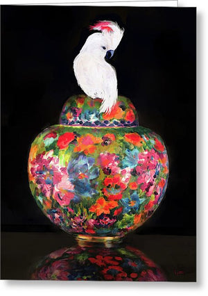 Cockatoo On Cloisonne - Greeting Card