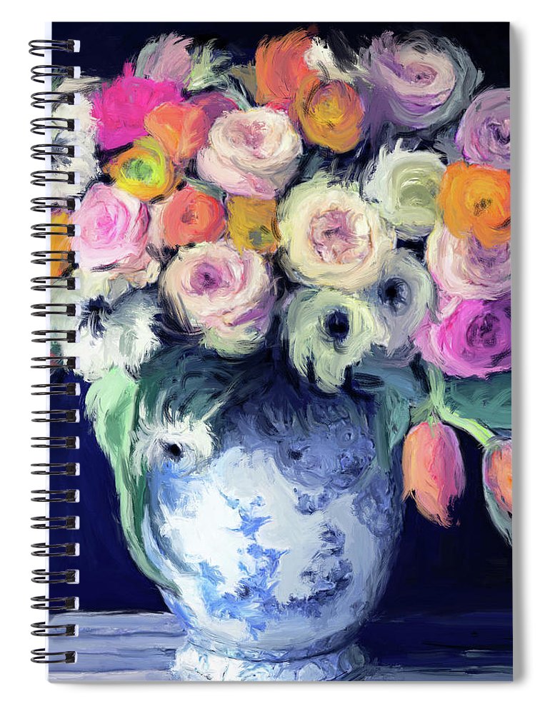 Deep Blue Florabundance - Spiral Notebook