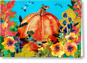 Dragonflies and Pumpkin - Greeting Card