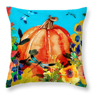 Dragonflies and Pumpkin - Throw Pillow