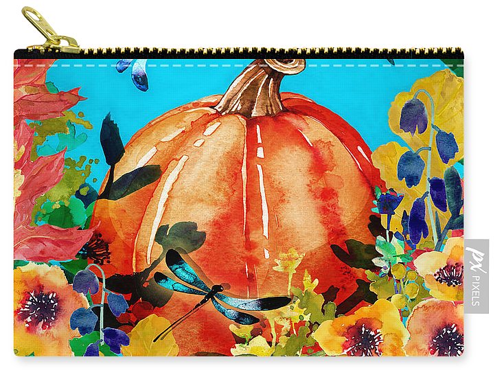 Dragonflies and Pumpkin - Carry-All Pouch
