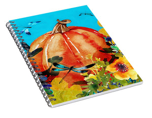 Dragonflies and Pumpkin - Spiral Notebook