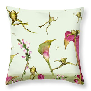 Frogs in the Calla Lilies - Throw Pillow
