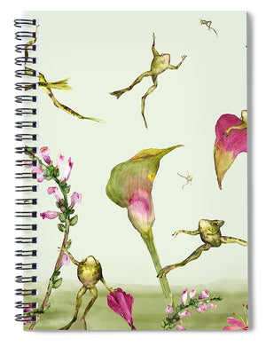 Frogs in the Calla Lilies - Spiral Notebook