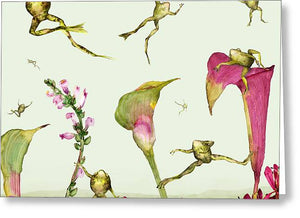 Frogs in the Calla Lilies - Greeting Card