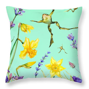 Leapfrogs in Daffodils - Throw Pillow
