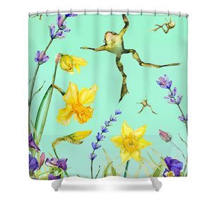Leapfrogs in Daffodils - Shower Curtain