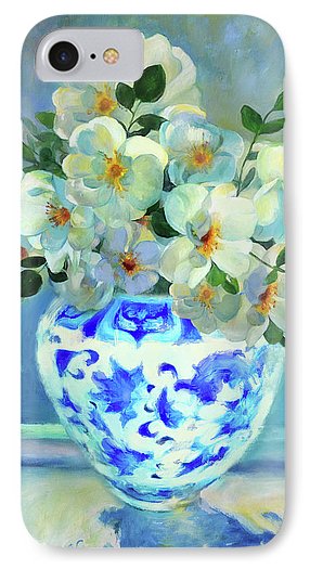 White Roses In Chinoiserie - Phone Case