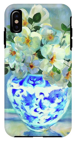 White Roses In Chinoiserie - Phone Case