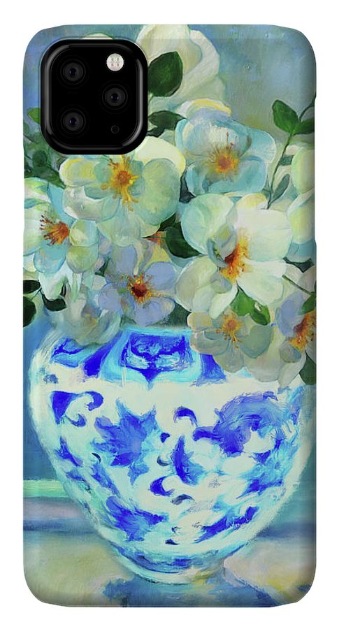 White Roses In Chinoiserie - Phone Case