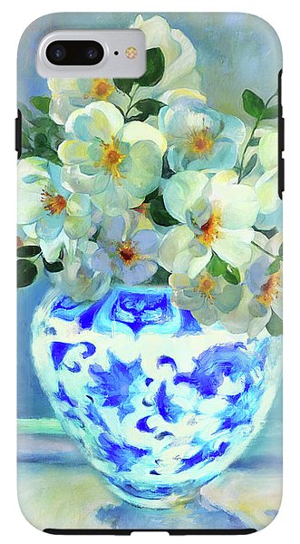 White Roses In Chinoiserie - Phone Case