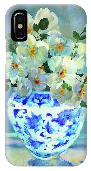 White Roses In Chinoiserie - Phone Case