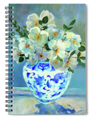 White Roses In Chinoiserie - Spiral Notebook