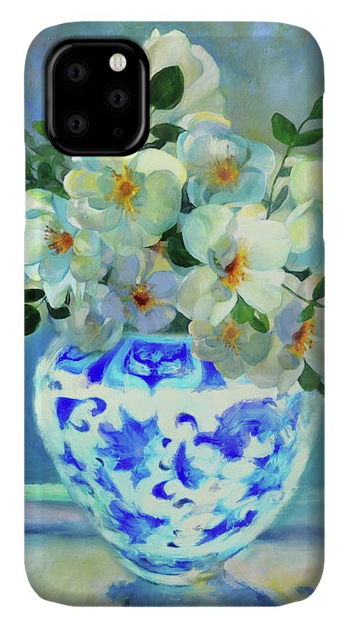 White Roses In Chinoiserie - Phone Case