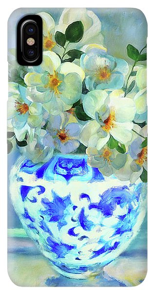 White Roses In Chinoiserie - Phone Case