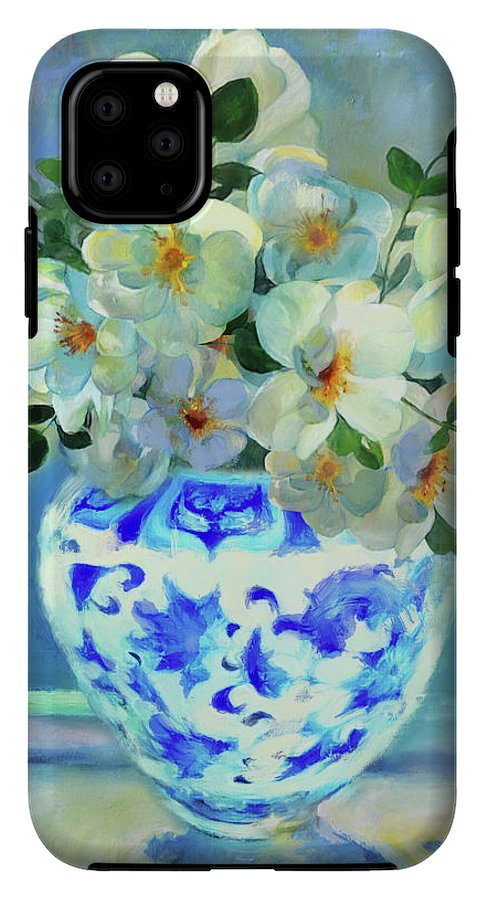 White Roses In Chinoiserie - Phone Case