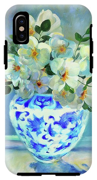 White Roses In Chinoiserie - Phone Case