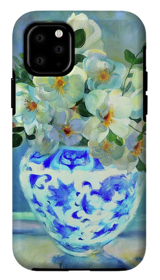 White Roses In Chinoiserie - Phone Case