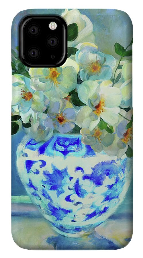 White Roses In Chinoiserie - Phone Case