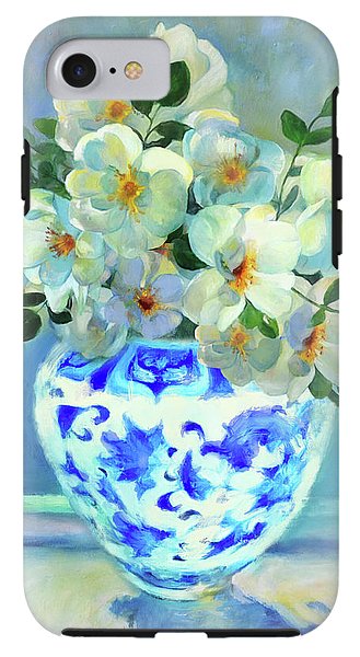 White Roses In Chinoiserie - Phone Case